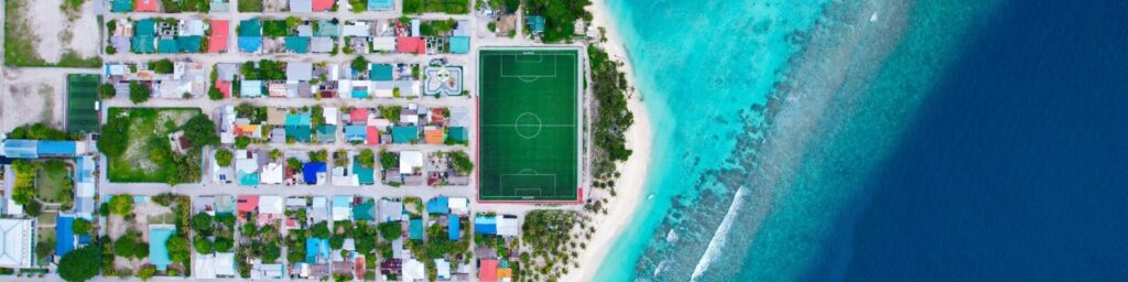 Football Pitch on Island on Maldives, Meedhoo, Raa Atoll