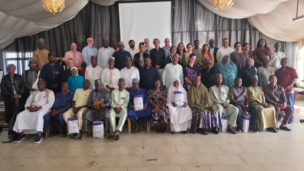 Figure 2: Community members from Maradi (Niger) and Katsina (Nigeria), together with the CLARITY research team at the CLARITY Annual Meeting in Abuja (22-26 June 2026). Credit: Joseph Kangile  